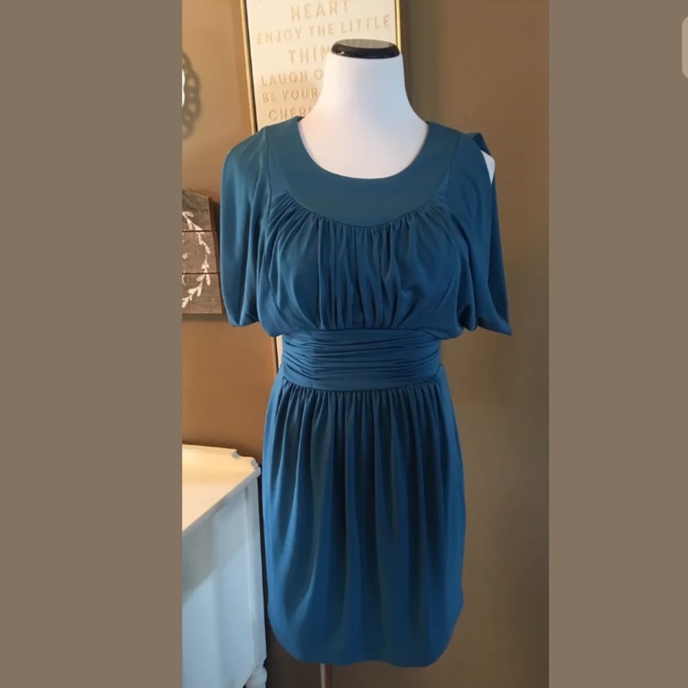 GUESS LOS ANGELES Scoop Neck Dress Green Abstract
